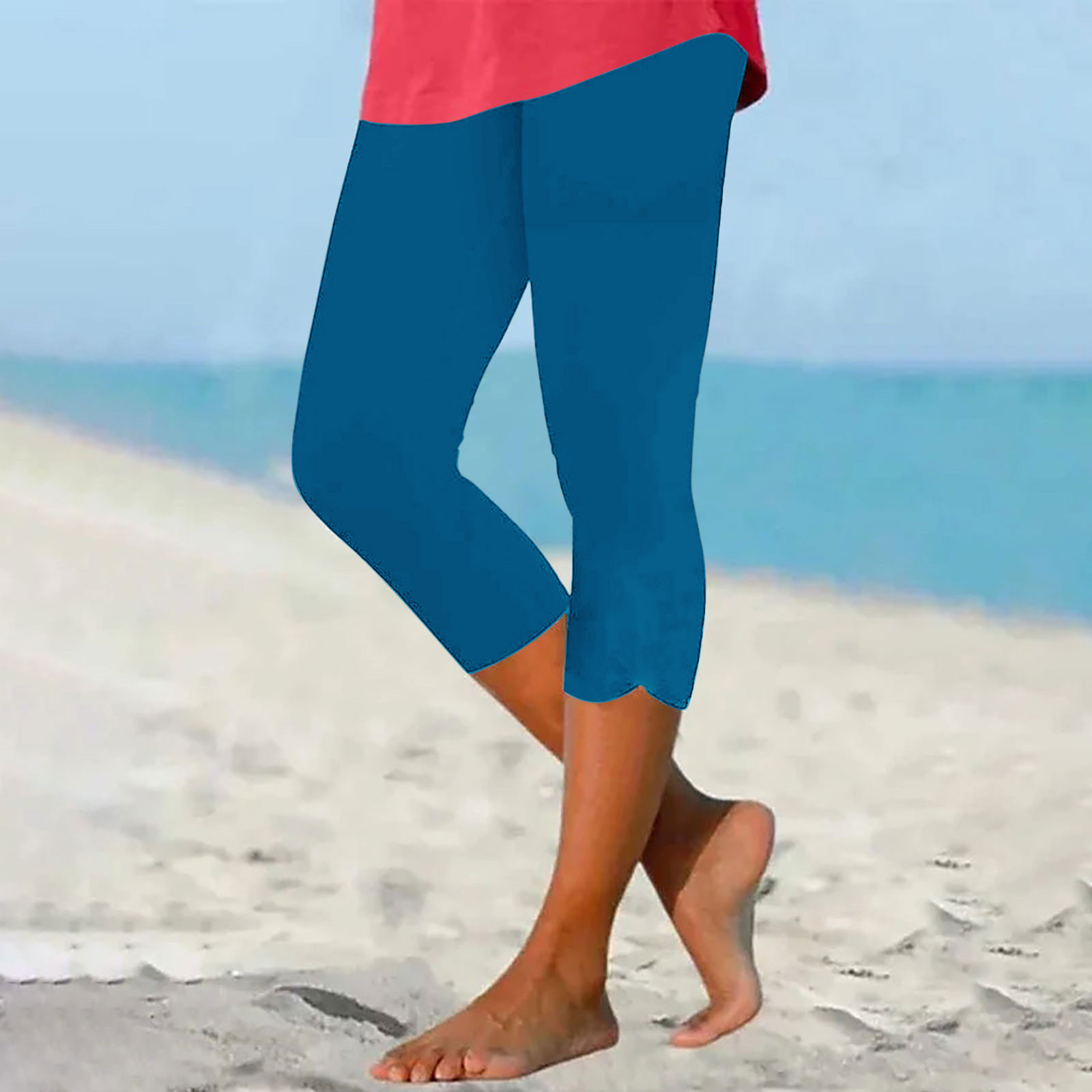 thumbnail image 2 of Leggings cortos de cintura alta para mujer: transpirables, realzan los glúteos, pantalones deportivos informales, 2 of 6